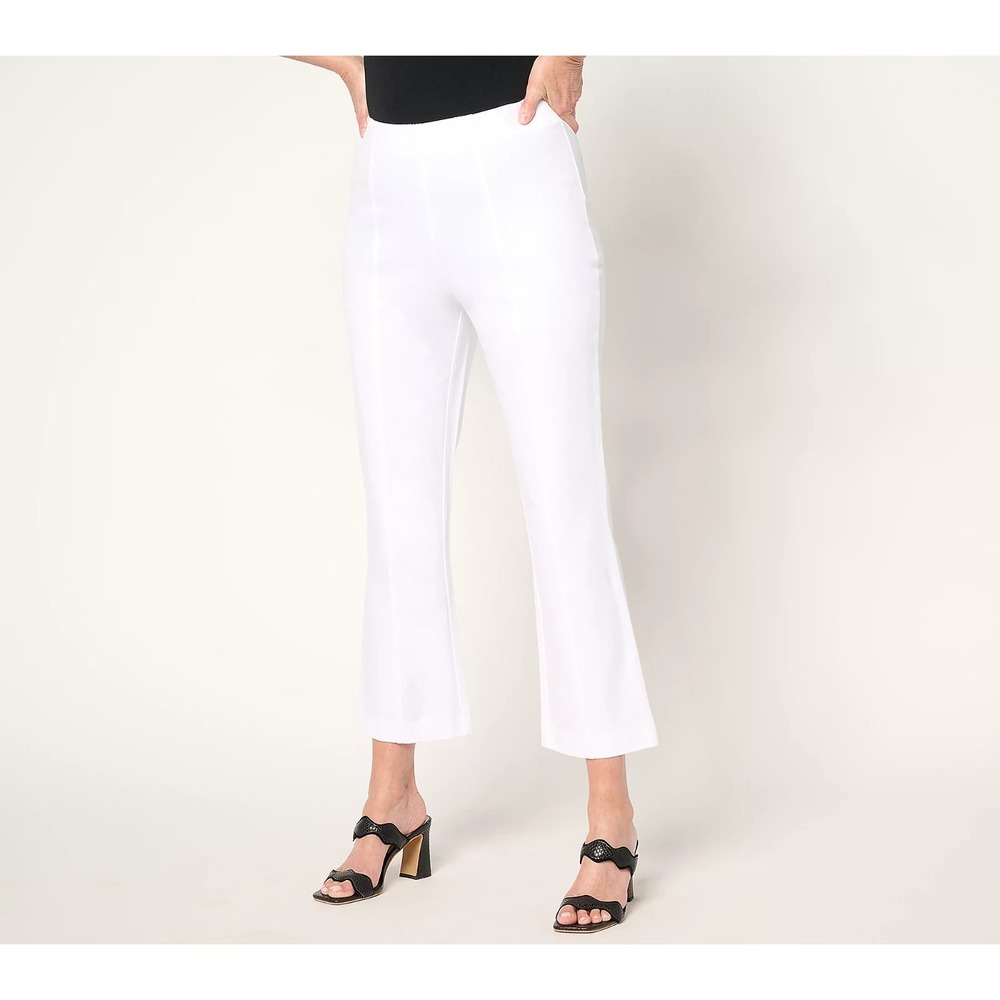 Isaac Mizrahi Live! Petite 24/7 Stretch Baby Bootcut Crop Pants White Tall8 843P